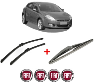 Set 3 stergatoare FIAT BRAVO Van (198_) din 2008 - 2014, pentru parbriz si luneta fata si spate auto, Bosch Twin, din cauciuc siliconat rezistent, 4 Stickere Auto FIAT v7463