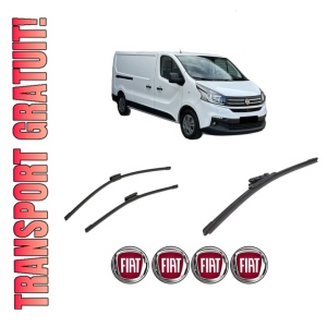Set 3 stergatoare FIAT TALENTO Bus (296_) din 2016-2019, pentru parbriz si luneta fata si spate auto, Bosch Aerotwin-Aerotwin Multi, din cauciuc siliconat rezistent, 4 Stickere Auto FIAT