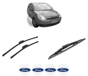 Set 3 stergatoare FORD FIESTA V (JH_, JD_) din 2001-2008, pentru parbriz si luneta fata si spate auto, Bosch Twin-Aerotwin Retrofit, din cauciuc siliconat rezistent, 4 Stickere Auto FORD - Img 2