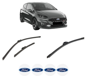 Set 3 stergatoare FORD FIESTA VII (HJ, HF) din 2017-2022, pentru parbriz si luneta fata si spate auto, Bosch Aerotwin-Aerotwin, din cauciuc siliconat rezistent, 4 Stickere Auto FORD - Img 2
