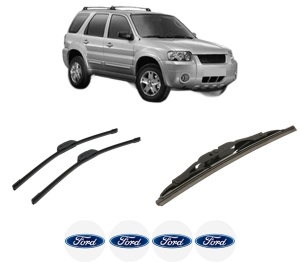 Set 3 stergatoare FORD MAVERICK din 2001-2004, pentru parbriz si luneta fata si spate auto, Bosch Twin-Aerotwin Retrofit, din cauciuc siliconat rezistent, 4 Stickere Auto FORD - Img 2