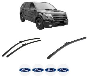 Set 3 stergatoare FORD USA EXPLORER (U5_) din 2010-2014, pentru parbriz si luneta fata si spate auto, Bosch Aerotwin-Aerotwin, din cauciuc siliconat rezistent, 4 Stickere Auto FORD USA - Img 2