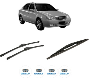 Set 3 stergatoare GEELY CK din 2005-2011, pentru parbriz si luneta fata si spate auto, Bosch Twin-Aerotwin Retrofit, din cauciuc siliconat rezistent, 4 Stickere Auto GEELY - Img 2