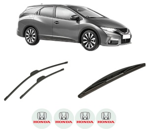 Set 3 stergatoare HONDA CIVIC IX Tourer (FK) din 2014-2016, pentru parbriz si luneta fata si spate auto, Bosch Twin-Aerotwin Retrofit, din cauciuc siliconat rezistent, 4 Stickere Auto HONDA - Img 2