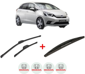 Set 3 stergatoare HONDA JAZZ V (GR_, GS_) din 2020, pentru parbriz si luneta fata si spate auto, Bosch Twin, din cauciuc siliconat rezistent, 4 Stickere Auto HONDA v5783