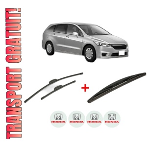 Set 3 stergatoare HONDA STREAM (RN) din 2001 - 2006, pentru parbriz si luneta fata si spate auto, Bosch Twin, din cauciuc siliconat rezistent, 4 Stickere Auto HONDA