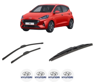 Set 3 stergatoare HYUNDAI i10 III (AC3, AI3) din 2019-2020, pentru parbriz si luneta fata si spate auto, Bosch Twin-Aerotwin Retrofit, din cauciuc siliconat rezistent, 4 Stickere Auto HYUNDAI - Img 2