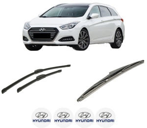 Set 3 stergatoare HYUNDAI i40 I Kombi Van (VF) din 2015-2019, pentru parbriz si luneta fata si spate auto, Bosch Twin-Aerotwin Retrofit, din cauciuc siliconat rezistent, 4 Stickere Auto HYUNDAI - Img 2