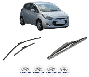 Set 3 stergatoare HYUNDAI ix20 (JC) din 2010-2019, pentru parbriz si luneta fata si spate auto, Bosch Twin-Aerotwin, din cauciuc siliconat rezistent, 4 Stickere Auto HYUNDAI - Img 2