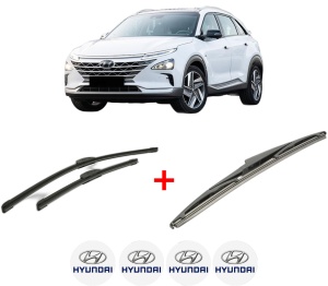 Set 3 stergatoare HYUNDAI NEXO (FE) din 2018, pentru parbriz si luneta fata si spate auto, Bosch Twin, din cauciuc siliconat rezistent, 4 Stickere Auto HYUNDAI v5183