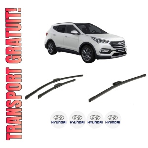 Set 3 stergatoare HYUNDAI SANTA FE IV SUV Van (TM) din 2018-2020, pentru parbriz si luneta fata si spate auto, Bosch Aerotwin-Aerotwin Retrofit, din cauciuc siliconat rezistent, 4 Stickere Auto HYUNDAI