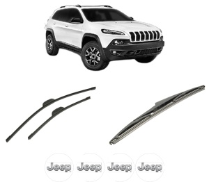 Set 3 stergatoare JEEP CHEROKEE VAN (KL) din 2014-2018, pentru parbriz si luneta fata si spate auto, Bosch Twin-Aerotwin Retrofit, din cauciuc siliconat rezistent, 4 Stickere Auto JEEP - Img 2