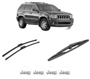 Set 3 stergatoare JEEP GRAND CHEROKEE III (WH, WK) din 2004-2011, pentru parbriz si luneta fata si spate auto, Bosch Twin-Aerotwin Retrofit, din cauciuc siliconat rezistent, 4 Stickere Auto JEEP - Img 2