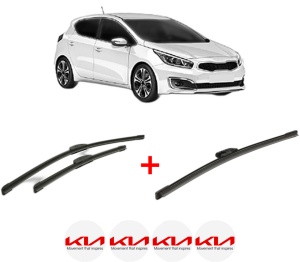 Set 3 stergatoare KIA CEED (CD) din 2018 - 2020, pentru parbriz si luneta fata si spate auto, Bosch Aerotwin, din cauciuc siliconat rezistent, 4 Stickere Auto KIA v2958