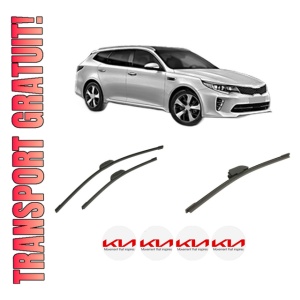 Set 3 stergatoare KIA OPTIMA Sportswagon (JF) din 2016-2019, pentru parbriz si luneta fata si spate auto, Bosch Aerotwin-Aerotwin Retrofit, din cauciuc siliconat rezistent, 4 Stickere Auto KIA