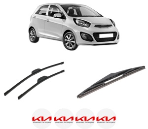 Set 3 stergatoare KIA PICANTO II (TA) din 2011-2017, pentru parbriz si luneta fata si spate auto, Bosch Twin-Aerotwin Retrofit, din cauciuc siliconat rezistent, 4 Stickere Auto KIA - Img 2