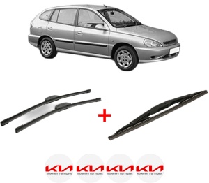 Set 3 stergatoare KIA RIO I Hatchback (DC) din 2000 - 2005, pentru parbriz si luneta fata si spate auto, Bosch Twin, din cauciuc siliconat rezistent, 4 Stickere Auto KIA v10403