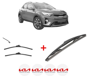 Set 3 stergatoare KIA STONIC (YB) din 2017, pentru parbriz si luneta fata si spate auto, Valeo Silencio, din cauciuc siliconat rezistent, 4 Stickere Auto KIA v13282