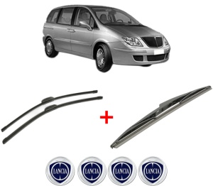Set 3 stergatoare LANCIA PHEDRA (179_) din 2002 - 2010, pentru parbriz si luneta fata si spate auto, Bosch Twin, din cauciuc siliconat rezistent, 4 Stickere Auto LANCIA v8183