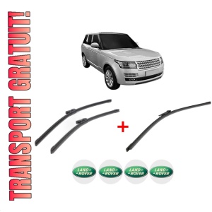 Set 3 stergatoare LAND ROVER RANGE ROVER IV (L405) din 2012 - 2021, pentru parbriz si luneta fata si spate auto, Bosch Aerotwin, din cauciuc siliconat rezistent, 4 Stickere Auto LAND ROVER