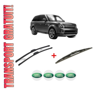 Set 3 stergatoare LAND ROVER RANGE ROVER SPORT I (L320) din 2005 - 2013, pentru parbriz si luneta fata si spate auto, Bosch Twin, din cauciuc siliconat rezistent, 4 Stickere Auto LAND ROVER