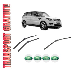 Set 3 stergatoare LAND ROVER RANGE ROVER SPORT II (L494) din 2013-2022, pentru parbriz si luneta fata si spate auto, Bosch Aerotwin-Aerotwin, din cauciuc siliconat rezistent, 4 Stickere Auto LAND ROVER