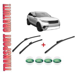 Set 3 stergatoare LAND ROVER RANGE ROVER VELAR (L560) din 2017, pentru parbriz si luneta fata si spate auto, Bosch Aerotwin, din cauciuc siliconat rezistent, 4 Stickere Auto LAND ROVER
