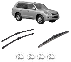 Set 3 stergatoare LEXUS LX (_J2_) din 2007, pentru parbriz si luneta fata si spate auto, Bosch Twin-Aerotwin Retrofit, din cauciuc siliconat rezistent, 4 Stickere Auto LEXUS - Img 2