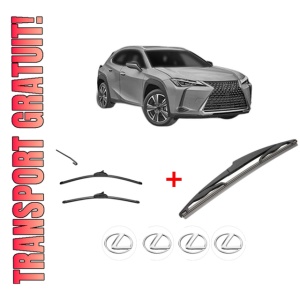 Set 3 stergatoare LEXUS UX (_AA1_, _AH1_, _MA1_) din 2018, pentru parbriz si luneta fata si spate auto, Valeo Silencio, din cauciuc siliconat rezistent, 4 Stickere Auto LEXUS