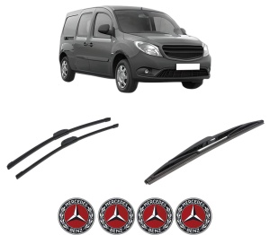 Set 3 stergatoare MERCEDES-BENZ CITAN Mixto (Double Cabin) (W415) din 2012-2021, pentru parbriz si luneta fata si spate auto, Bosch Twin-Aerotwin Retrofit, din cauciuc siliconat rezistent, 4 Stickere Auto MERCEDES-BENZ - Img 2
