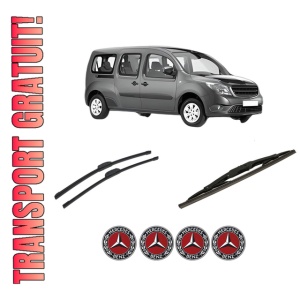 Set 3 stergatoare MERCEDES-BENZ CITAN MPV (W415) din 2012-2021, pentru parbriz si luneta fata si spate auto, Bosch Twin-Aerotwin Retrofit, din cauciuc siliconat rezistent, 4 Stickere Auto MERCEDES-BENZ