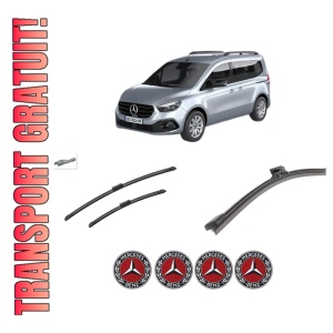 Set 3 stergatoare MERCEDES-BENZ CITAN Tourer (W420) din 2021-2023, pentru parbriz si luneta fata si spate auto, Bosch Aerotwin-Aerotwin, din cauciuc siliconat rezistent, 4 Stickere Auto MERCEDES-BENZ
