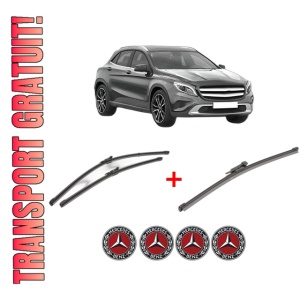 Set 3 stergatoare MERCEDES-BENZ GLA-CLASS (X156) din 2013 - 2019, pentru parbriz si luneta fata si spate auto, Valeo Silencio Xtrm, din cauciuc siliconat rezistent, 4 Stickere Auto MERCEDES-BENZ