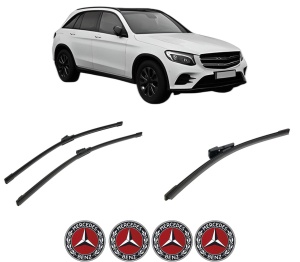 Set 3 stergatoare MERCEDES-BENZ GLC (X253) din 2015-2022, pentru parbriz si luneta fata si spate auto, Bosch Aerotwin-Aerotwin, din cauciuc siliconat rezistent, 4 Stickere Auto MERCEDES-BENZ - Img 2