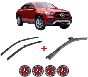 Set 3 stergatoare MERCEDES-BENZ GLE Coupe (C167) din 2019 - 2023, pentru parbriz si luneta fata si spate auto, Bosch Aerotwin, din cauciuc siliconat rezistent, 4 Stickere Auto MERCEDES-BENZ v5423