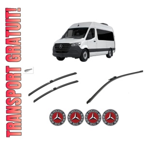 Set 3 stergatoare MERCEDES-BENZ SPRINTER 3,5-t Tourer Bus (B907) din 2021, pentru parbriz si luneta fata si spate auto, Bosch Aerotwin-Aerotwin, din cauciuc siliconat rezistent, 4 Stickere Auto MERCEDES-BENZ