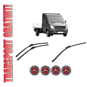 Set 3 stergatoare MERCEDES-BENZ SPRINTER 4,6-t Platform/Chassis (B906) din 2006-2018, pentru parbriz si luneta fata si spate auto, Bosch Aerotwin-Aerotwin, din cauciuc siliconat rezistent, 4 Stickere Auto MERCEDES-BENZ