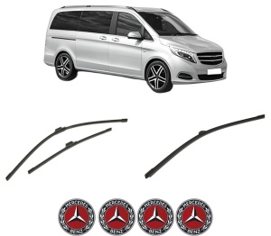 Set 3 stergatoare MERCEDES-BENZ VITO Mixto (Double Cabin) (W447) din 2014-2021, pentru parbriz si luneta fata si spate auto, Bosch Aerotwin-Aerotwin, din cauciuc siliconat rezistent, 4 Stickere Auto MERCEDES-BENZ - Img 2