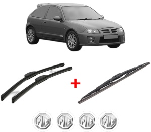 Set 3 stergatoare MG ZS Hatchback din 2001 - 2005, pentru parbriz si luneta fata si spate auto, Bosch Twin, din cauciuc siliconat rezistent, 4 Stickere Auto MG v11003