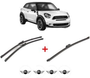 Set 3 stergatoare MINI MINI PACEMAN (R61) din 2012 - 2016, pentru parbriz si luneta fata si spate auto, Valeo Silencio Xtrm, din cauciuc siliconat rezistent, 4 Stickere Auto MINI v12862