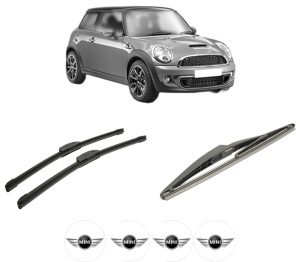 Set 3 stergatoare MINI MINI (R56) din 2006-2013, pentru parbriz si luneta fata si spate auto, Bosch Twin-Aerotwin Retrofit, din cauciuc siliconat rezistent, 4 Stickere Auto MINI - Img 2