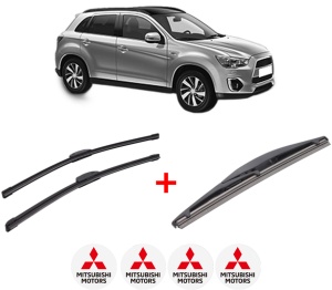 Set 3 stergatoare MITSUBISHI ASX (GA_W_) din 2010, pentru parbriz si luneta fata si spate auto, Bosch Twin, din cauciuc siliconat rezistent, 4 Stickere Auto MITSUBISHI v4468