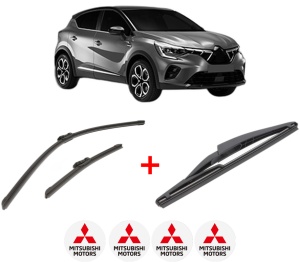 Set 3 stergatoare MITSUBISHI ASX (VSX_, VSE_) din 2023, pentru parbriz si luneta fata si spate auto, Bosch Twin, din cauciuc siliconat rezistent, 4 Stickere Auto MITSUBISHI v4103