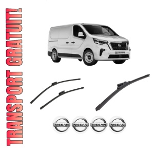 Set 3 stergatoare NISSAN PRIMASTAR Van (X82) din 2021, pentru parbriz si luneta fata si spate auto, Bosch Aerotwin-Aerotwin Multi, din cauciuc siliconat rezistent, 4 Stickere Auto NISSAN