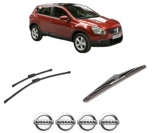 Set 3 stergatoare NISSAN QASHQAI +2 (JJ10E) din 2007-2014, pentru parbriz si luneta fata si spate auto, Bosch Twin-Aerotwin, din cauciuc siliconat rezistent, 4 Stickere Auto NISSAN - Img 2