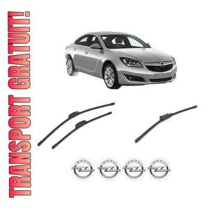 Set 3 stergatoare OPEL INSIGNIA A (G09) din 2008-2017, pentru parbriz si luneta fata si spate auto, Bosch Aerotwin-Aerotwin, din cauciuc siliconat rezistent, 4 Stickere Auto OPEL