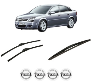 Set 3 stergatoare OPEL VECTRA C GTS (Z02) din 2002-2009, pentru parbriz si luneta fata si spate auto, Bosch Twin-Aerotwin Retrofit, din cauciuc siliconat rezistent, 4 Stickere Auto OPEL - Img 2
