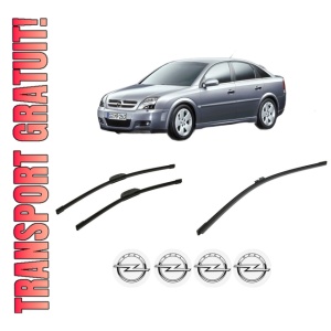 Set 3 stergatoare OPEL VECTRA C GTS (Z02) din 2002-2009, pentru parbriz si luneta fata si spate auto, Bosch Aerotwin-Aerotwin Retrofit, din cauciuc siliconat rezistent, 4 Stickere Auto OPEL