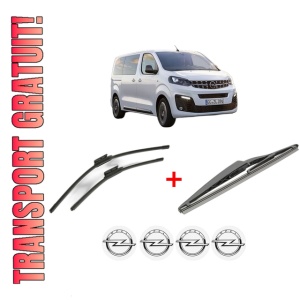 Set 3 stergatoare OPEL ZAFIRA LIFE Bus (K0) din 2019, pentru parbriz si luneta fata si spate auto, Bosch Twin, din cauciuc siliconat rezistent, 4 Stickere Auto OPEL