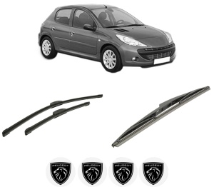 Set 3 stergatoare PEUGEOT 206+ (2L_, 2M_) din 2009-2013, pentru parbriz si luneta fata si spate auto, Bosch Twin-Aerotwin Retrofit, din cauciuc siliconat rezistent, 4 Stickere Auto PEUGEOT - Img 2